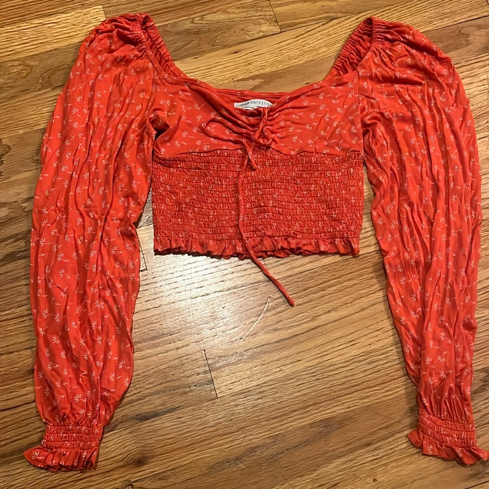 Urban Outfitters Red Floral Long Sleeve